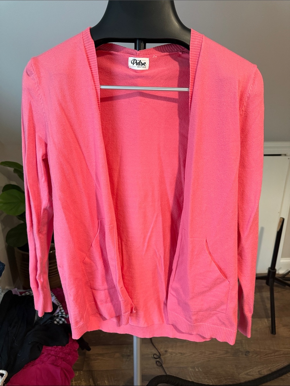Pulse Bright Pink Open-Front Women's Cardigan